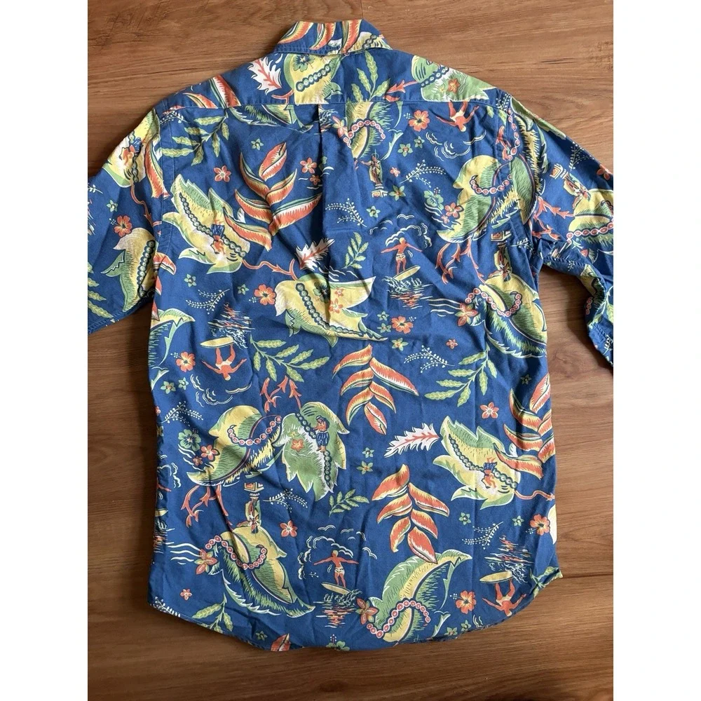 Polo Ralph Lauren Button Long Sleeve Shirt Floral Tropical Beachy Surfer | Sz Sm